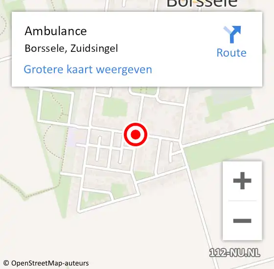 Locatie op kaart van de 112 melding: Ambulance Borssele, Zuidsingel op 25 november 2016 12:54