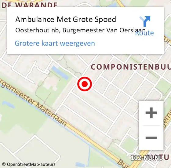 Locatie op kaart van de 112 melding: Ambulance Met Grote Spoed Naar Oosterhout nb, Burgemeester Van Oerslaan op 25 november 2016 13:22