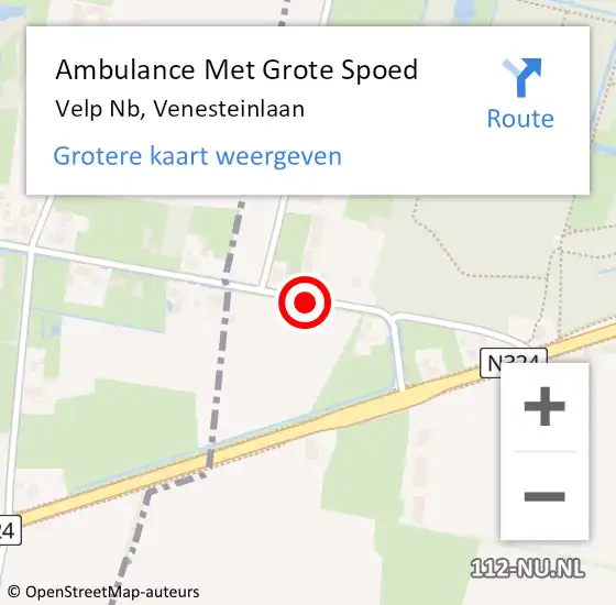 Locatie op kaart van de 112 melding: Ambulance Met Grote Spoed Naar Velp Nb, Venesteinlaan op 5 september 2013 18:01