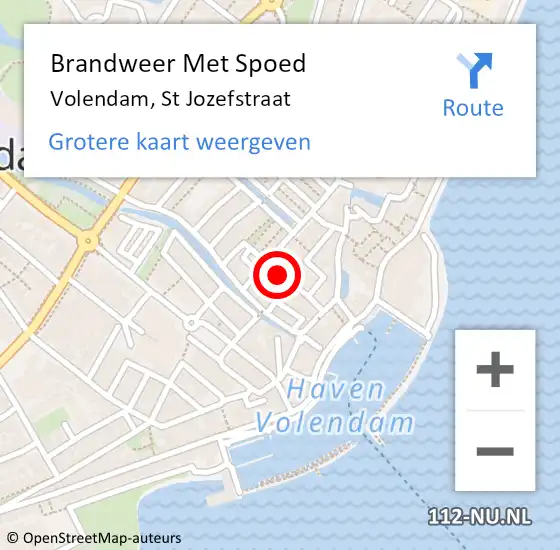 Locatie op kaart van de 112 melding: Brandweer Met Spoed Naar Volendam, St Jozefstraat op 25 november 2016 13:48