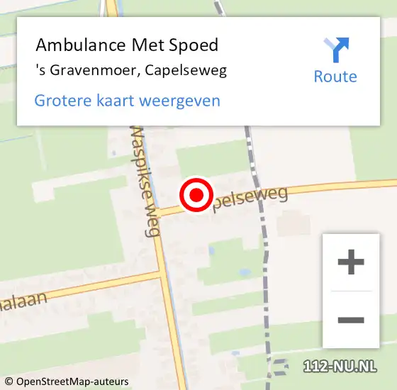 Locatie op kaart van de 112 melding: Ambulance Met Spoed Naar 's Gravenmoer, Capelseweg op 25 november 2016 14:10