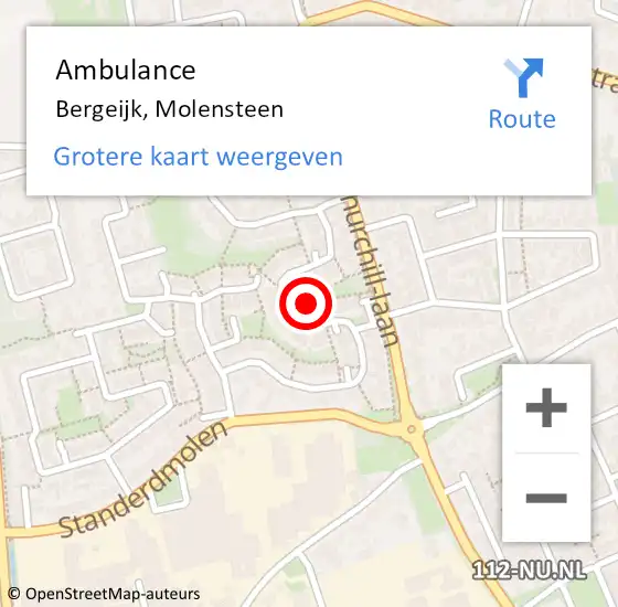 Locatie op kaart van de 112 melding: Ambulance Bergeijk, Molensteen op 25 november 2016 14:11