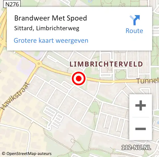 Locatie op kaart van de 112 melding: Brandweer Met Spoed Naar Sittard, Limbrichterweg op 25 november 2016 14:33