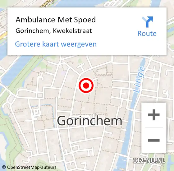 Locatie op kaart van de 112 melding: Ambulance Met Spoed Naar Gorinchem, Kwekelstraat op 25 november 2016 15:00