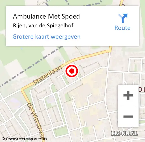 Locatie op kaart van de 112 melding: Ambulance Met Spoed Naar Rijen, van de Spiegelhof op 25 november 2016 15:22