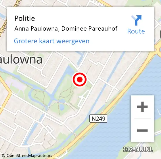 Locatie op kaart van de 112 melding: Politie Anna Paulowna, Dominee Pareauhof op 25 november 2016 16:56
