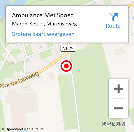 Locatie op kaart van de 112 melding: Ambulance Met Spoed Naar Maren-Kessel, Marenseweg op 25 november 2016 17:04