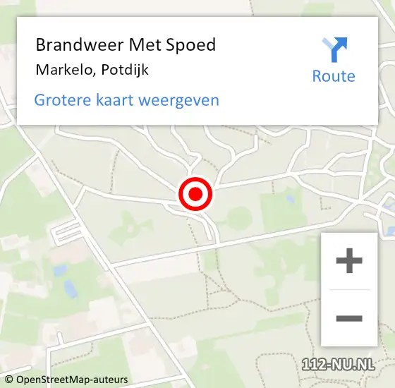 Locatie op kaart van de 112 melding: Brandweer Met Spoed Naar Markelo, Potdijk op 25 november 2016 17:32