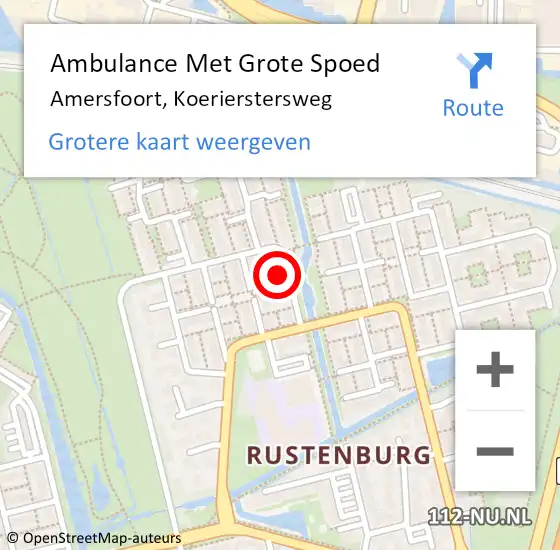 Locatie op kaart van de 112 melding: Ambulance Met Grote Spoed Naar Amersfoort, Koerierstersweg op 25 november 2016 18:42