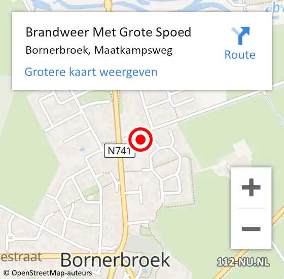 Locatie op kaart van de 112 melding: Brandweer Met Grote Spoed Naar Bornerbroek, Maatkampsweg op 25 november 2016 19:09