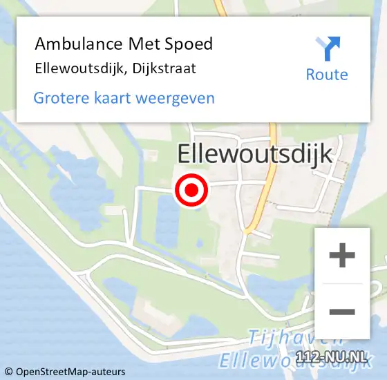 Locatie op kaart van de 112 melding: Ambulance Met Spoed Naar Ellewoutsdijk, Dijkstraat op 25 november 2016 19:59