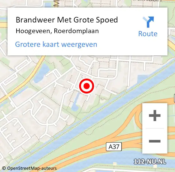 Locatie op kaart van de 112 melding: Brandweer Met Grote Spoed Naar Hoogeveen, Roerdomplaan op 25 november 2016 20:42