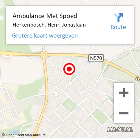 Locatie op kaart van de 112 melding: Ambulance Met Spoed Naar Herkenbosch, Henri Jonaslaan op 25 november 2016 21:36