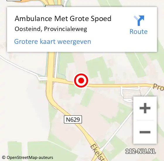 Locatie op kaart van de 112 melding: Ambulance Met Grote Spoed Naar Oosteind, Provincialeweg op 25 november 2016 21:47