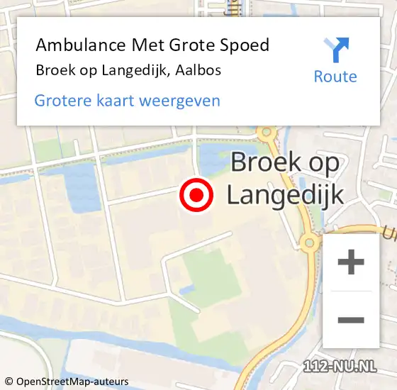 Locatie op kaart van de 112 melding: Ambulance Met Grote Spoed Naar Broek op Langedijk, Aalbos op 2 januari 2014 14:49