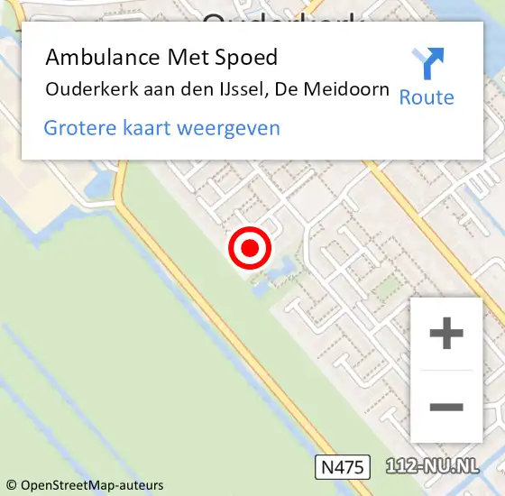 Locatie op kaart van de 112 melding: Ambulance Met Spoed Naar Ouderkerk aan den IJssel, De Meidoorn op 25 november 2016 22:39