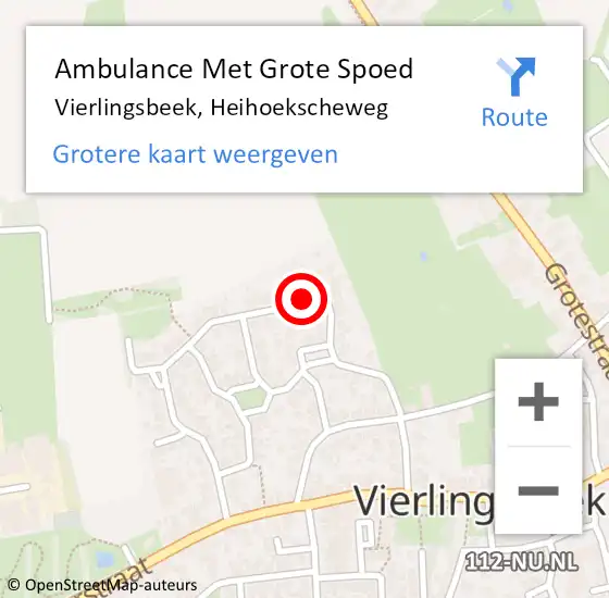 Locatie op kaart van de 112 melding: Ambulance Met Grote Spoed Naar Vierlingsbeek, Heihoekscheweg op 25 november 2016 22:47