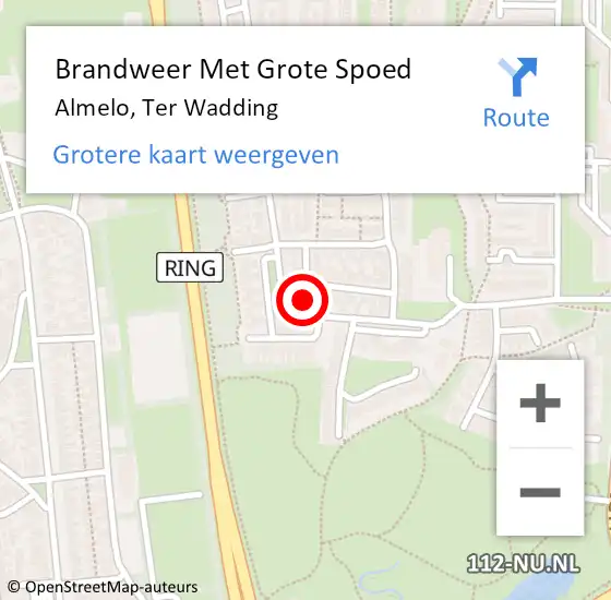 Locatie op kaart van de 112 melding: Brandweer Met Grote Spoed Naar Almelo, Ter Wadding op 25 november 2016 22:49