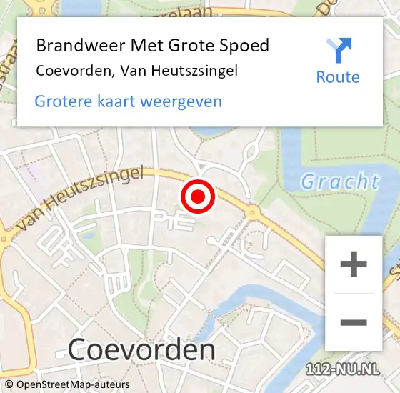 Locatie op kaart van de 112 melding: Brandweer Met Grote Spoed Naar Coevorden, Van Heutszsingel op 25 november 2016 22:57