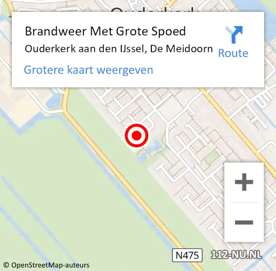 Locatie op kaart van de 112 melding: Brandweer Met Grote Spoed Naar Ouderkerk aan den IJssel, De Meidoorn op 25 november 2016 22:57