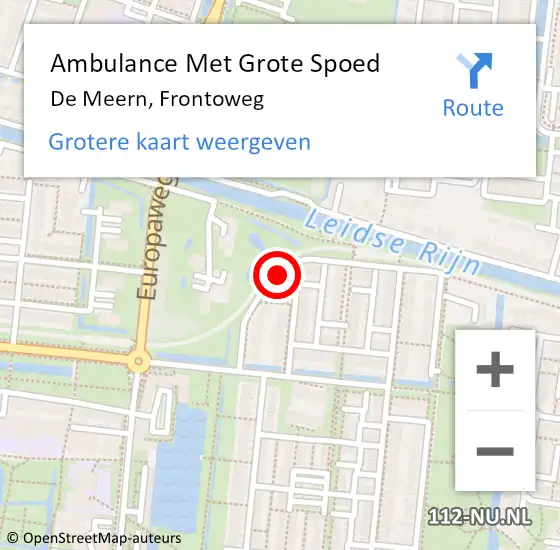 Locatie op kaart van de 112 melding: Ambulance Met Grote Spoed Naar De Meern, Frontoweg op 25 november 2016 23:10