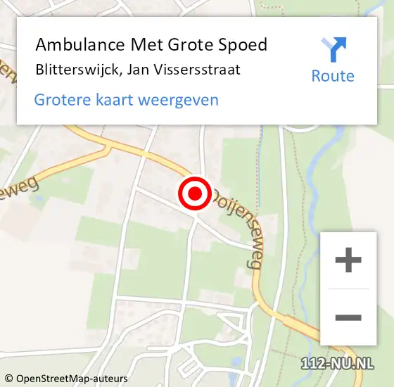 Locatie op kaart van de 112 melding: Ambulance Met Grote Spoed Naar Blitterswijck, Jan Vissersstraat op 25 november 2016 23:41