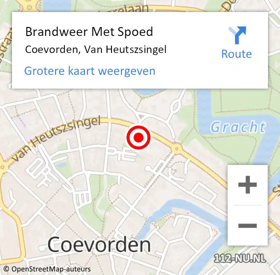 Locatie op kaart van de 112 melding: Brandweer Met Spoed Naar Coevorden, Van Heutszsingel op 26 november 2016 00:10