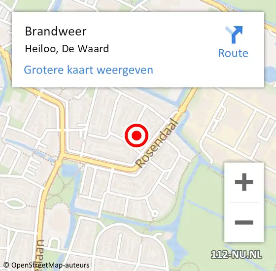 Locatie op kaart van de 112 melding: Brandweer Heiloo, De Waard op 26 november 2016 00:22