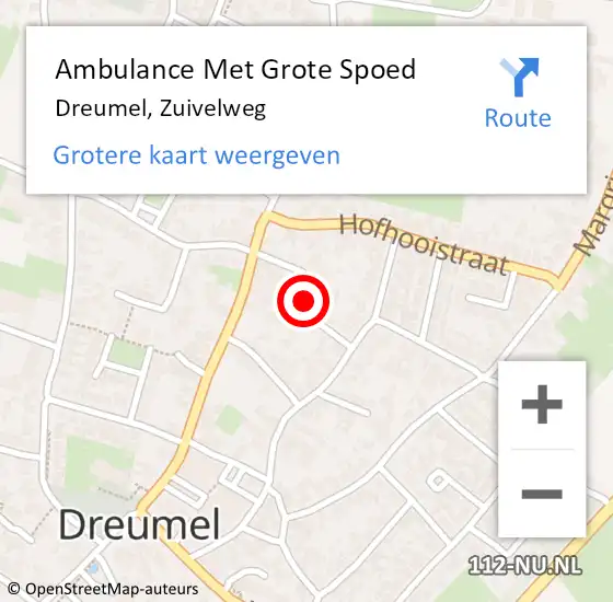 Locatie op kaart van de 112 melding: Ambulance Met Grote Spoed Naar Dreumel, Zuivelweg op 2 januari 2014 15:01