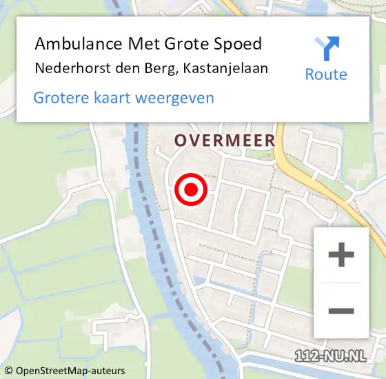 Locatie op kaart van de 112 melding: Ambulance Met Grote Spoed Naar Nederhorst den Berg, Kastanjelaan op 26 november 2016 01:06