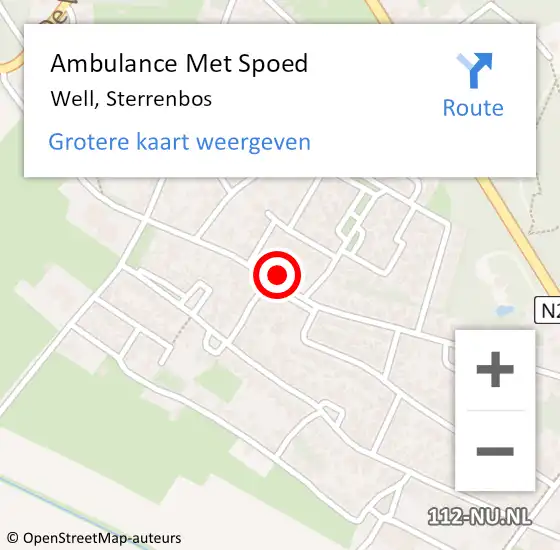 Locatie op kaart van de 112 melding: Ambulance Met Spoed Naar Well, Sterrenbos op 26 november 2016 02:02