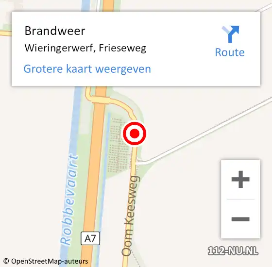 Locatie op kaart van de 112 melding: Brandweer Wieringerwerf, Frieseweg op 26 november 2016 02:02