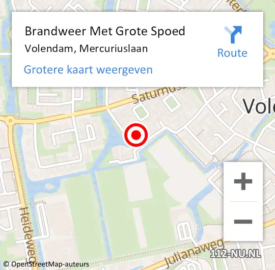 Locatie op kaart van de 112 melding: Brandweer Met Grote Spoed Naar Volendam, Mercuriuslaan op 26 november 2016 04:34