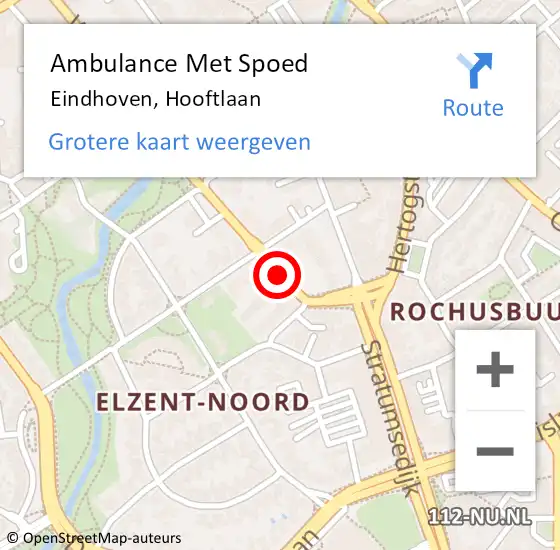Locatie op kaart van de 112 melding: Ambulance Met Spoed Naar Eindhoven, Hooftlaan op 26 november 2016 04:40
