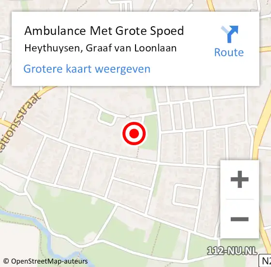 Locatie op kaart van de 112 melding: Ambulance Met Grote Spoed Naar Heythuysen, Graaf van Loonlaan op 26 november 2016 05:26