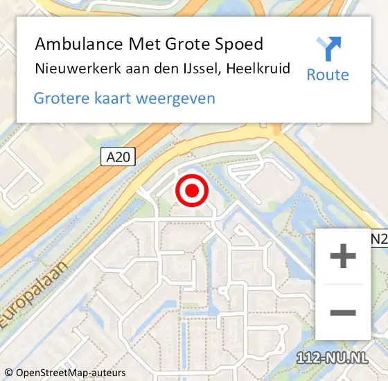 Locatie op kaart van de 112 melding: Ambulance Met Grote Spoed Naar Nieuwerkerk aan den IJssel, Heelkruid op 26 november 2016 05:53