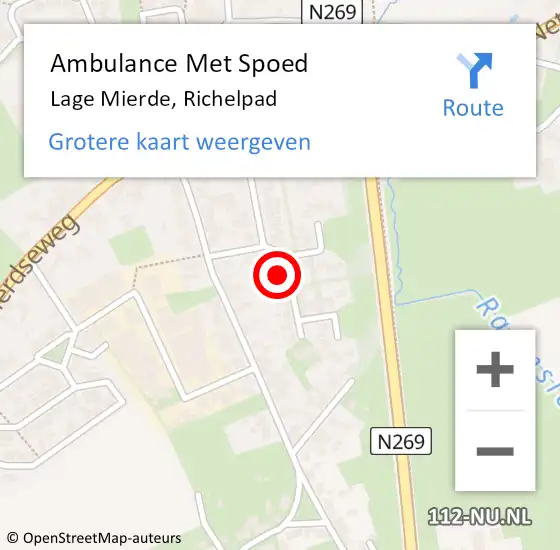 Locatie op kaart van de 112 melding: Ambulance Met Spoed Naar Lage Mierde, Richelpad op 26 november 2016 07:26