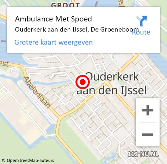 Locatie op kaart van de 112 melding: Ambulance Met Spoed Naar Ouderkerk aan den IJssel, De Groeneboom op 26 november 2016 08:34