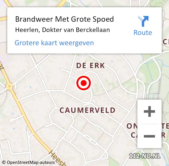 Locatie op kaart van de 112 melding: Brandweer Met Grote Spoed Naar Heerlen, Dokter van Berckellaan op 26 november 2016 09:01