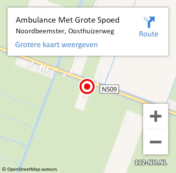 Locatie op kaart van de 112 melding: Ambulance Met Grote Spoed Naar Noordbeemster, Oosthuizerweg op 26 november 2016 09:13