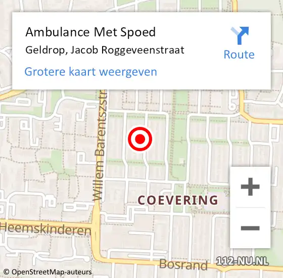 Locatie op kaart van de 112 melding: Ambulance Met Spoed Naar Geldrop, Jacob Roggeveenstraat op 26 november 2016 09:21