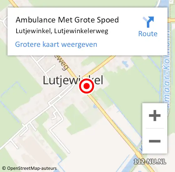 Locatie op kaart van de 112 melding: Ambulance Met Grote Spoed Naar Lutjewinkel, Lutjewinkelerweg op 26 november 2016 09:27