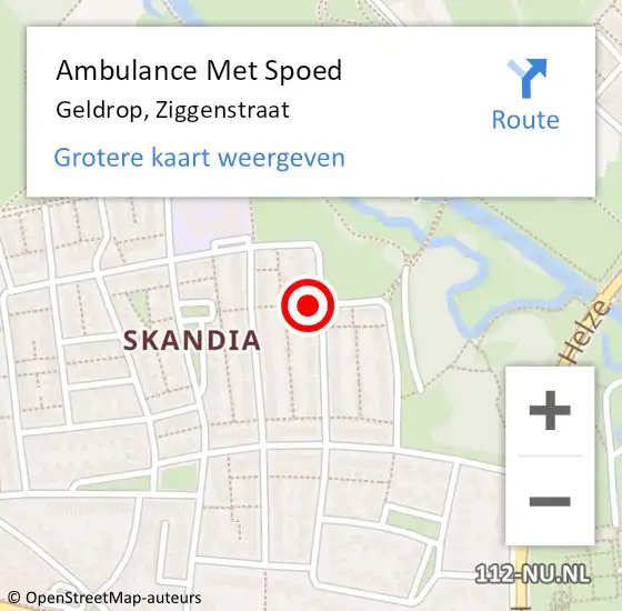 Locatie op kaart van de 112 melding: Ambulance Met Spoed Naar Geldrop, Ziggenstraat op 26 november 2016 09:58