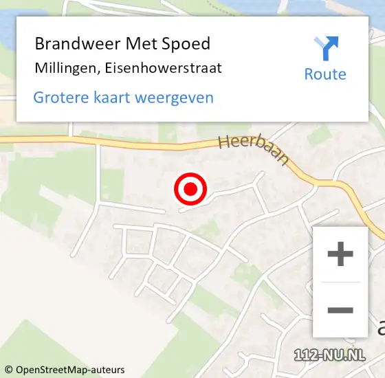 Locatie op kaart van de 112 melding: Brandweer Met Spoed Naar Millingen, Eisenhowerstraat op 26 november 2016 10:45