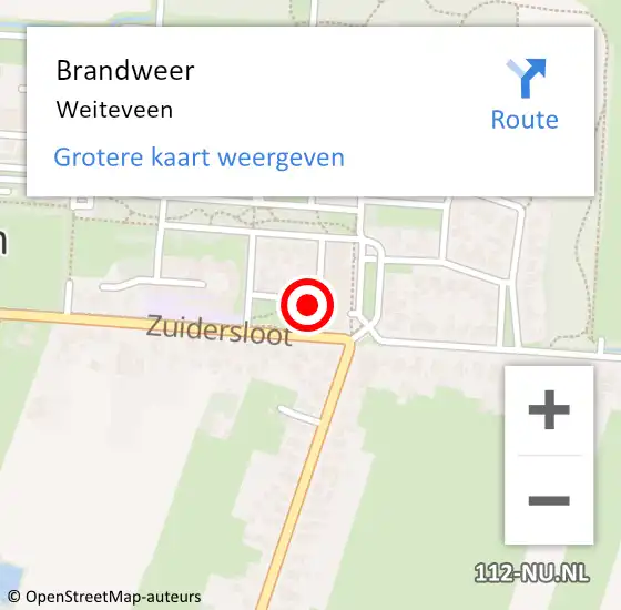 Locatie op kaart van de 112 melding: Brandweer Weiteveen op 26 november 2016 11:06