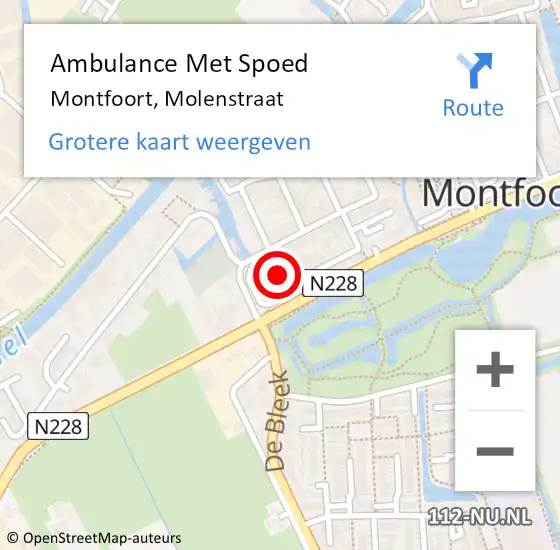 Locatie op kaart van de 112 melding: Ambulance Met Spoed Naar Montfoort, Molenstraat op 26 november 2016 11:19