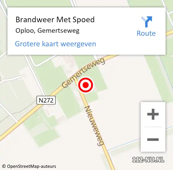 Locatie op kaart van de 112 melding: Brandweer Met Spoed Naar Oploo, Gemertseweg op 26 november 2016 11:26