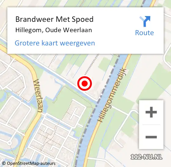 Locatie op kaart van de 112 melding: Brandweer Met Spoed Naar Hillegom, Oude Weerlaan op 26 november 2016 11:28