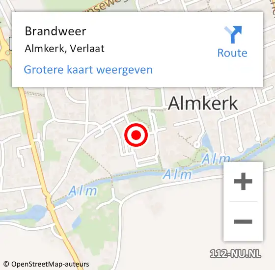 Locatie op kaart van de 112 melding: Brandweer Almkerk, Verlaat op 26 november 2016 11:48