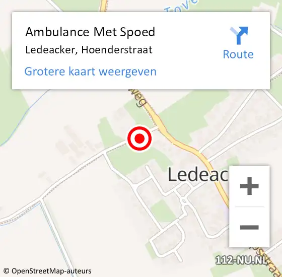 Locatie op kaart van de 112 melding: Ambulance Met Spoed Naar Ledeacker, Hoenderstraat op 26 november 2016 12:20